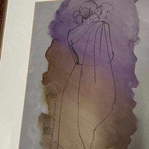 Dreaming Merrie Monarch Drawing Watercolor Art Signed Frame Hawaiian - Picture 10 of 10